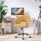 Costway Adjustable Swivel Desk Vanity Chair Upholstered Office Chair w/ Hollow Out Back