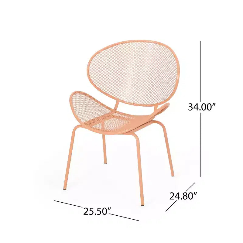 2pcs Outdoor Chairs, Shell Shaped Seats Dining Chair With Round Backrest, Patio Metal Bistro Chair, Weather-resistant Armless Chairs