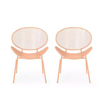 2pcs Outdoor Chairs, Shell Shaped Seats Dining Chair With Round Backrest, Patio Metal Bistro Chair, Weather-resistant Armless Chairs
