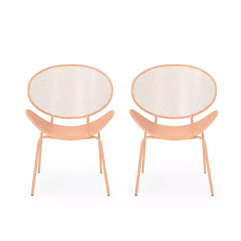 2pcs Outdoor Chairs, Shell Shaped Seats Dining Chair With Round Backrest, Patio Metal Bistro Chair, Weather-resistant Armless Chairs