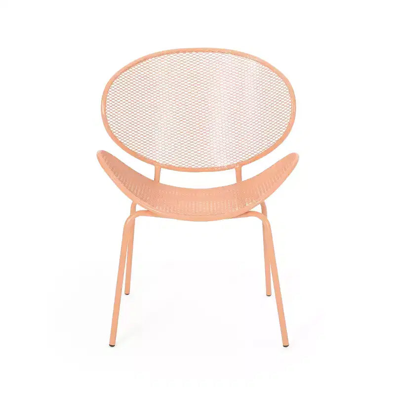 2pcs Outdoor Chairs, Shell Shaped Seats Dining Chair With Round Backrest, Patio Metal Bistro Chair, Weather-resistant Armless Chairs