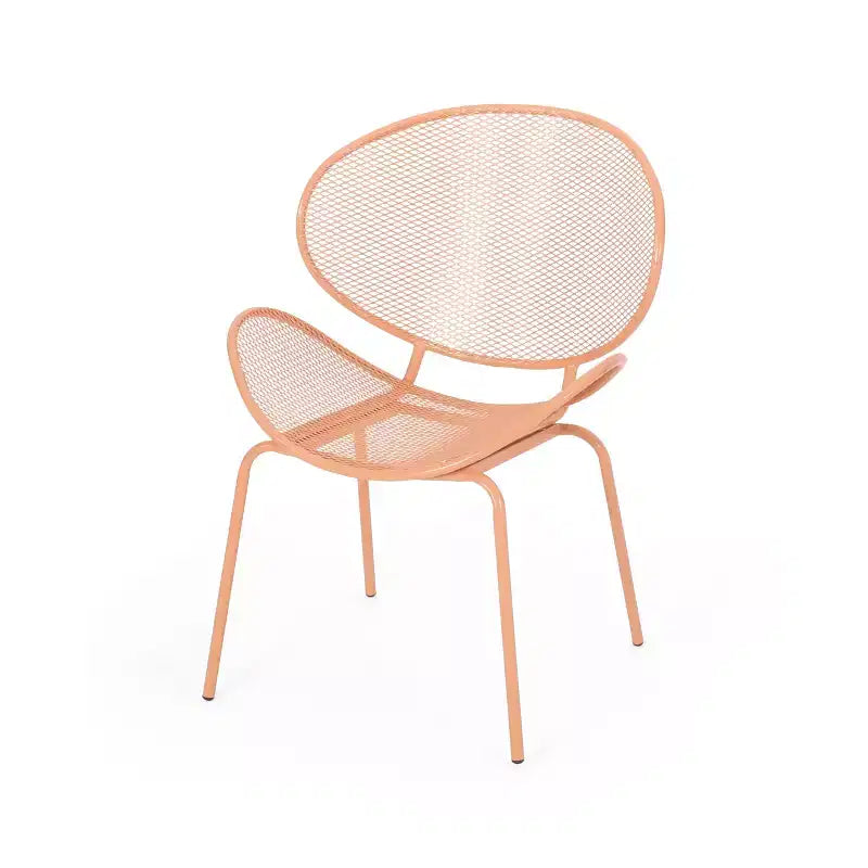 2pcs Outdoor Chairs, Shell Shaped Seats Dining Chair With Round Backrest, Patio Metal Bistro Chair, Weather-resistant Armless Chairs