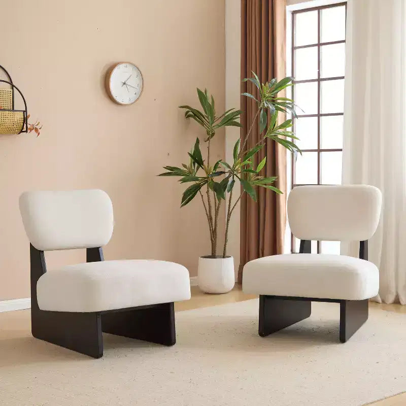 Okak Set di 2 Sedie Moderne Imbottite con Base in Legno Finitura Noce, Poltrona Lounge Mid-Century per Soggiorno, Camera da Letto