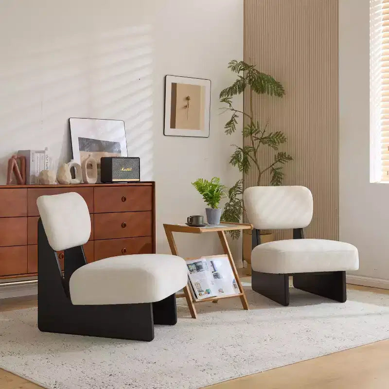 Okak Set di 2 Sedie Moderne Imbottite con Base in Legno Finitura Noce, Poltrona Lounge Mid-Century per Soggiorno, Camera da Letto
