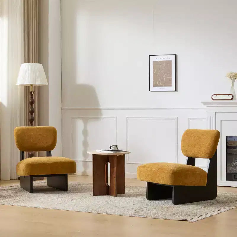 Okak Set di 2 Sedie Moderne Imbottite con Base in Legno Finitura Noce, Poltrona Lounge Mid-Century per Soggiorno, Camera da Letto