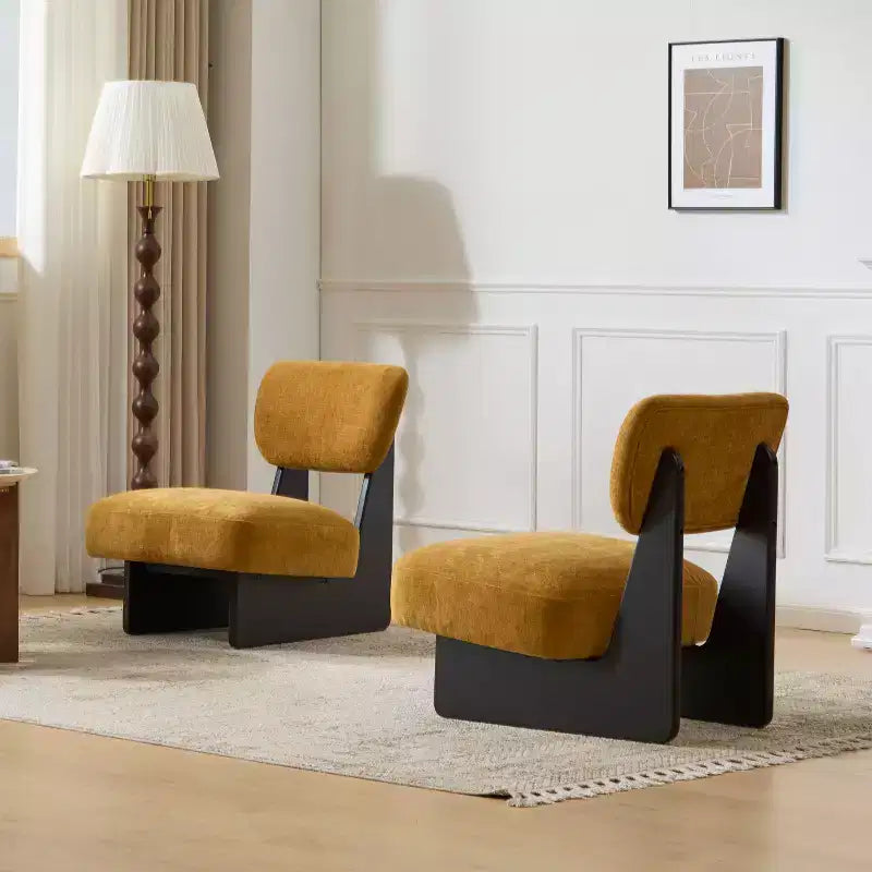 Okak Set di 2 Sedie Moderne Imbottite con Base in Legno Finitura Noce, Poltrona Lounge Mid-Century per Soggiorno, Camera da Letto
