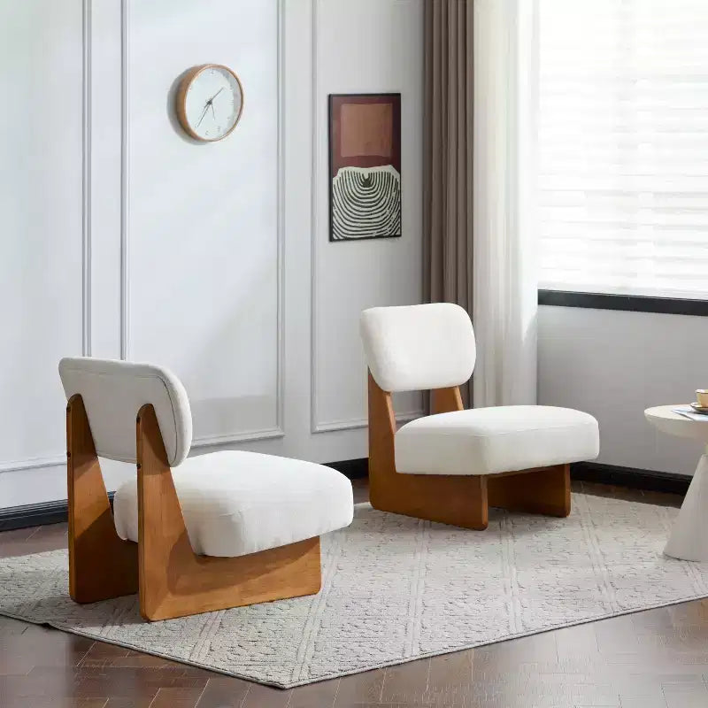 Okak Set di 2 Sedie Moderne Imbottite con Base in Legno Finitura Noce, Poltrona Lounge Mid-Century per Soggiorno, Camera da Letto