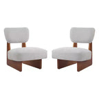 Okak Set di 2 Sedie Moderne Imbottite con Base in Legno Finitura Noce, Poltrona Lounge Mid-Century per Soggiorno, Camera da Letto