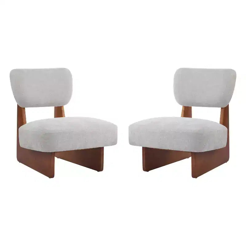 Okak Set di 2 Sedie Moderne Imbottite con Base in Legno Finitura Noce, Poltrona Lounge Mid-Century per Soggiorno, Camera da Letto