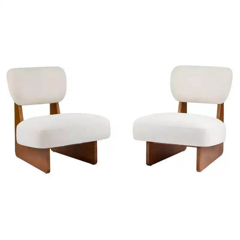 Okak Set di 2 Sedie Moderne Imbottite con Base in Legno Finitura Noce, Poltrona Lounge Mid-Century per Soggiorno, Camera da Letto