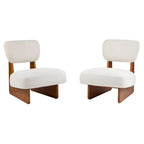 Okak Set di 2 Sedie Moderne Imbottite con Base in Legno Finitura Noce, Poltrona Lounge Mid-Century per Soggiorno, Camera da Letto