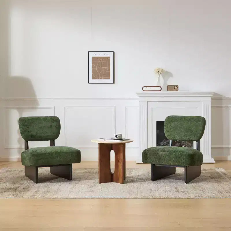 Okak Set di 2 Sedie Moderne Imbottite con Base in Legno Finitura Noce, Poltrona Lounge Mid-Century per Soggiorno, Camera da Letto