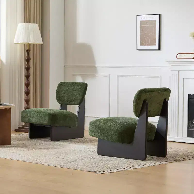 Okak Set di 2 Sedie Moderne Imbottite con Base in Legno Finitura Noce, Poltrona Lounge Mid-Century per Soggiorno, Camera da Letto