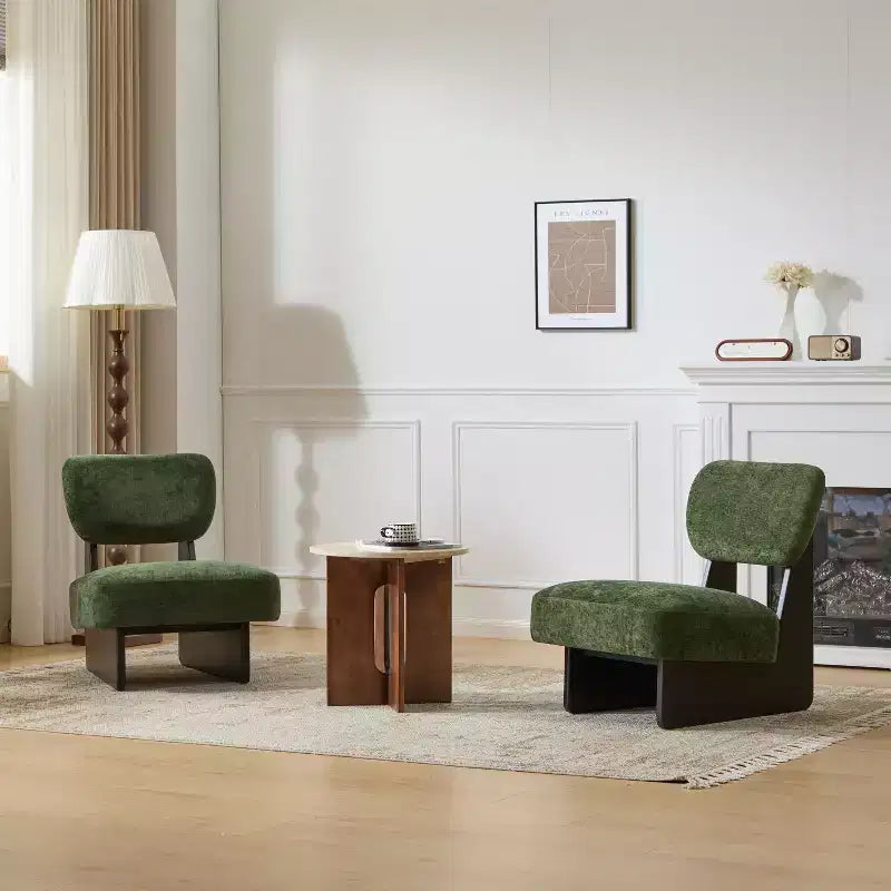 Okak Set di 2 Sedie Moderne Imbottite con Base in Legno Finitura Noce, Poltrona Lounge Mid-Century per Soggiorno, Camera da Letto