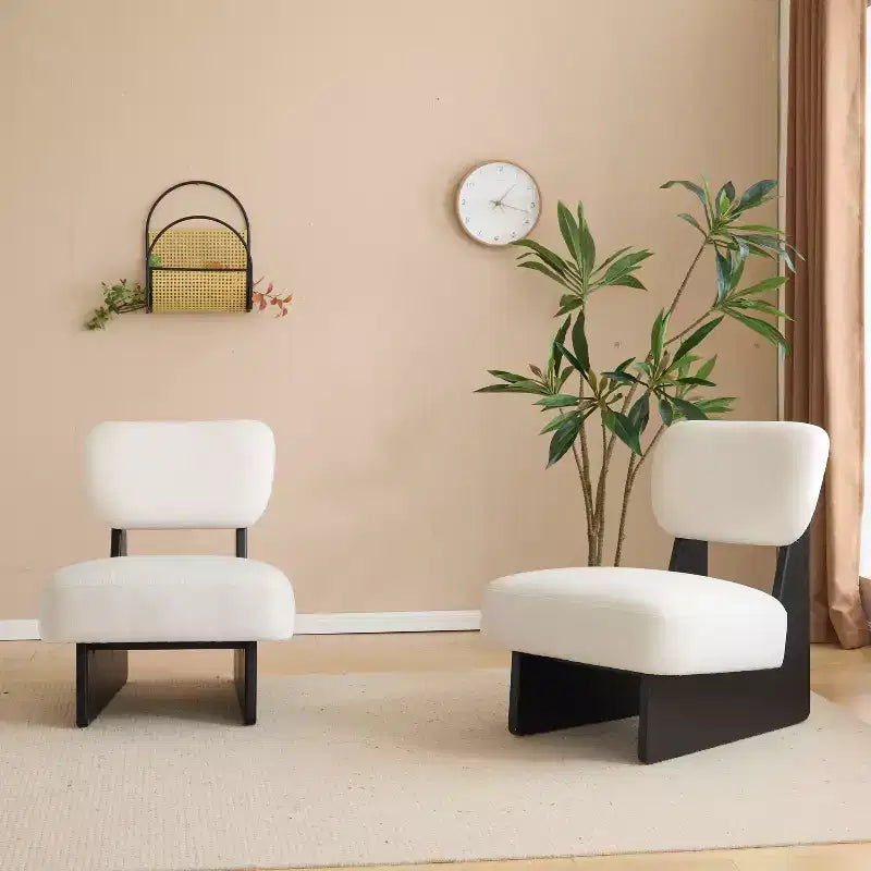 Okak Set di 2 Sedie Moderne Imbottite con Base in Legno Finitura Noce, Poltrona Lounge Mid-Century per Soggiorno, Camera da Letto