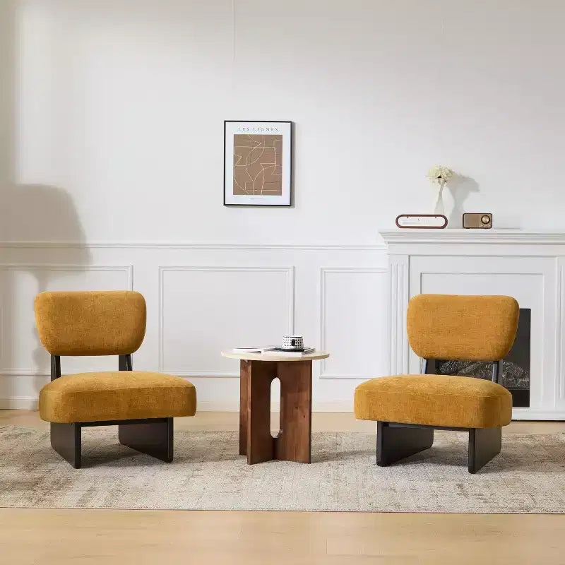 Okak Set di 2 Sedie Moderne Imbottite con Base in Legno Finitura Noce, Poltrona Lounge Mid-Century per Soggiorno, Camera da Letto