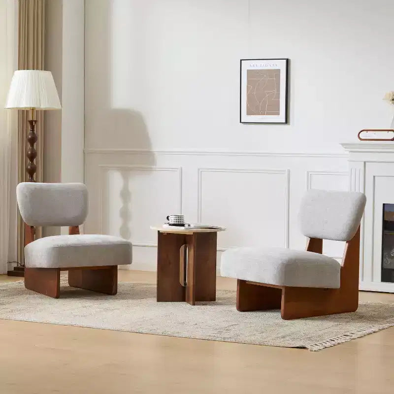 Okak Set di 2 Sedie Moderne Imbottite con Base in Legno Finitura Noce, Poltrona Lounge Mid-Century per Soggiorno, Camera da Letto
