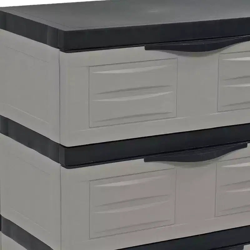 HomeRoots 30 Mobiletto Utensili a Tre Cassetti in Plastica Grigia e Nera Resistente