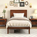 Costway Twin/Full/Queen Bed Frame w/ Rustic Headboard Under-bed Storage Space No Box Spring Needed