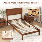 Costway Twin/Full/Queen Bed Frame w/ Rustic Headboard Under-bed Storage Space No Box Spring Needed