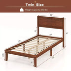 Costway Twin/Full/Queen Bed Frame w/ Rustic Headboard Under-bed Storage Space No Box Spring Needed