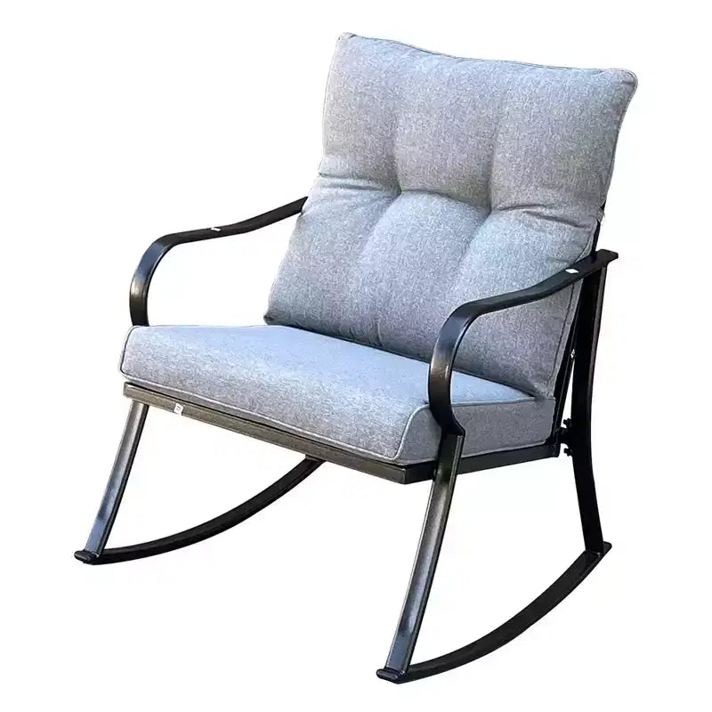Set 3 Pezzi Salottino Dondolo Modern Accent 2 Posti, Poltrona Dondolo Imbottita, Sedie da Portico per Esterni, Dondolo con Morbidi Cuscini