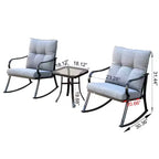 Set 3 Pezzi Salottino Dondolo Modern Accent 2 Posti, Poltrona Dondolo Imbottita, Sedie da Portico per Esterni, Dondolo con Morbidi Cuscini