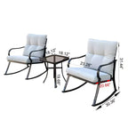 Set 3 Pezzi Salottino Dondolo Modern Accent 2 Posti, Poltrona Dondolo Imbottita, Sedie da Portico per Esterni, Dondolo con Morbidi Cuscini