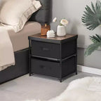 Costway 2PCS Fabric Bedside Table 2 Drawers Nightstand Small Dresser Bedroom Living Room