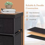 Costway 2PCS Fabric Bedside Table 2 Drawers Nightstand Small Dresser Bedroom Living Room