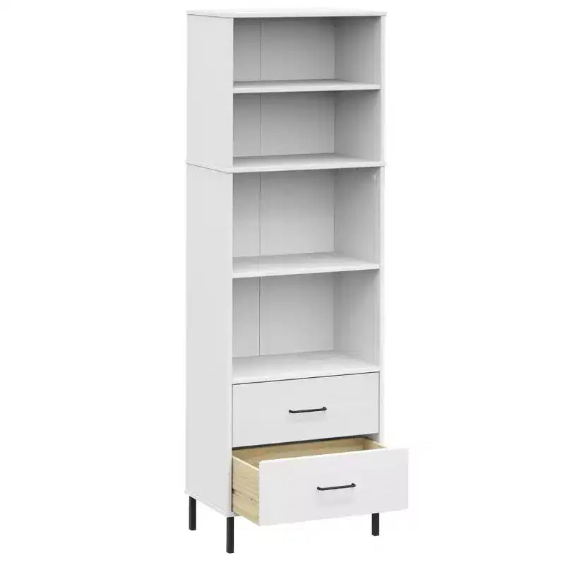 vidaXL Libreria con 2 cassetti, mobile contenitore OSLO, in legno massello - Marrone