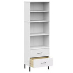 vidaXL Libreria con 2 cassetti, mobile contenitore OSLO, in legno massello - Marrone