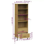 vidaXL Libreria con 2 cassetti, mobile contenitore OSLO, in legno massello - Marrone