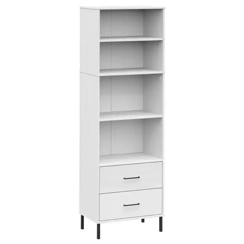vidaXL Libreria con 2 cassetti, mobile contenitore OSLO, in legno massello - Marrone