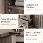 GarveeHome Farmhouse 5-Drawer Dresser, 48 Tall Wood Chest with Sliding Barn Door & Adjustable Shelf, Storage Organizer, Grey