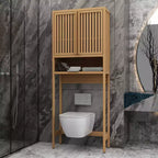 Mobiletto salvaspazio da bagno sopra WC, scaffale WC autoportante con ripiano aperto, organizer da bagno per lavanderia e bagno