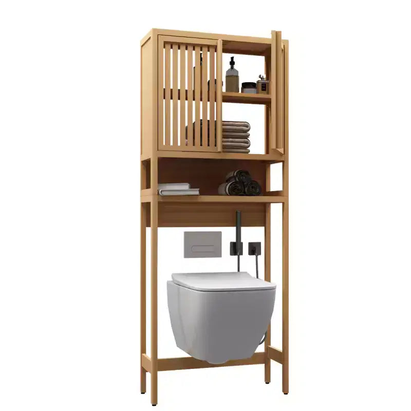 Mobiletto salvaspazio da bagno sopra WC, scaffale WC autoportante con ripiano aperto, organizer da bagno per lavanderia e bagno