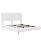 Base letto imbottita di dimensioni Queen/King, con effetto galleggiante, luci e testiera, bianca - ModernLuxe