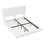 Base letto imbottita di dimensioni Queen/King, con effetto galleggiante, luci e testiera, bianca - ModernLuxe