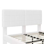 Base letto imbottita di dimensioni Queen/King, con effetto galleggiante, luci e testiera, bianca - ModernLuxe