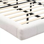 Base letto imbottita di dimensioni Queen/King, con effetto galleggiante, luci e testiera, bianca - ModernLuxe