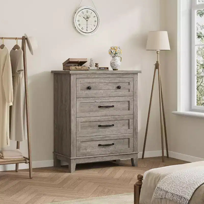 Comodino da camera da letto con 4 cassetti, cassettiera verticale da 88 cm con ampio spazio, cassettiera indipendente in legno per soggiorno e sala da pranzo
