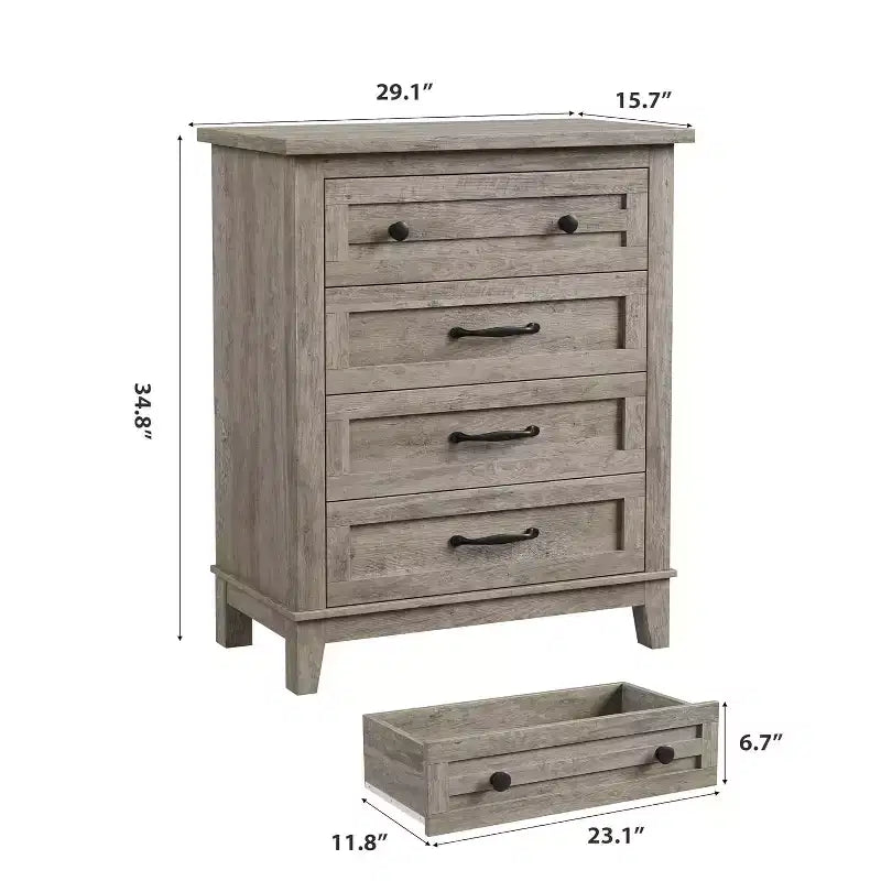 Comodino da camera da letto con 4 cassetti, cassettiera verticale da 88 cm con ampio spazio, cassettiera indipendente in legno per soggiorno e sala da pranzo