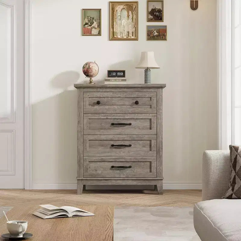 Comodino da camera da letto con 4 cassetti, cassettiera verticale da 88 cm con ampio spazio, cassettiera indipendente in legno per soggiorno e sala da pranzo