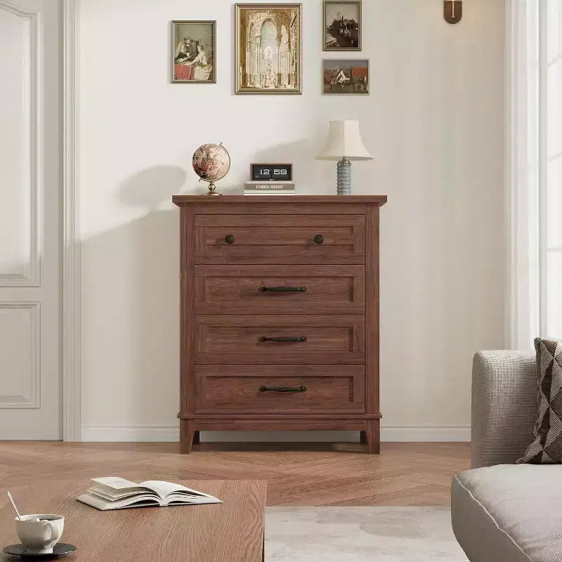 Comodino da camera da letto con 4 cassetti, cassettiera verticale da 88 cm con ampio spazio, cassettiera indipendente in legno per soggiorno e sala da pranzo