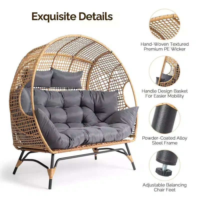 Karl Home | Metal and PE Rattan Double-person Egg Chair