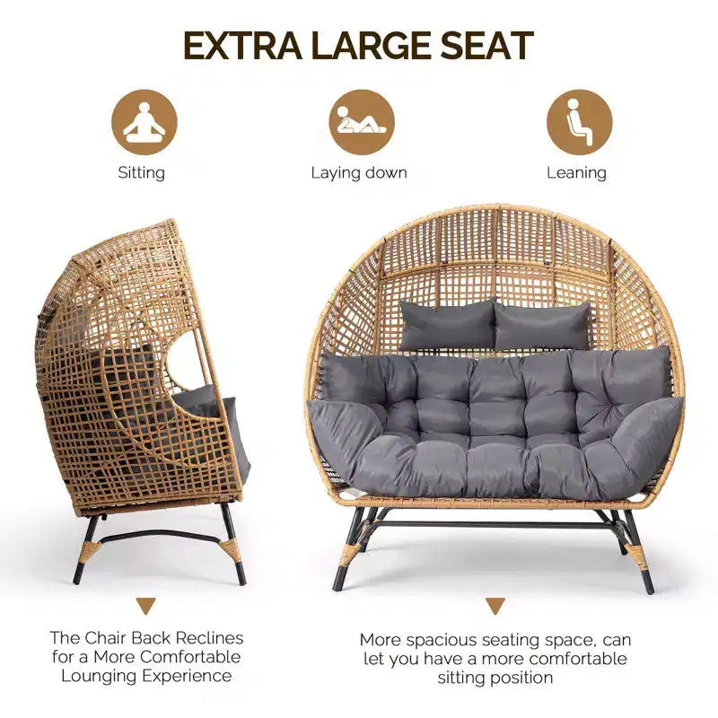 Karl Home | Metal and PE Rattan Double-person Egg Chair