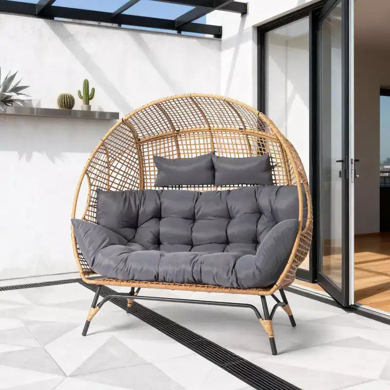 Karl Home | Metal and PE Rattan Double-person Egg Chair