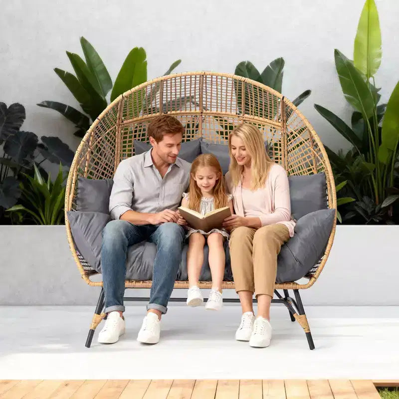 Karl Home | Metal and PE Rattan Double-person Egg Chair