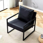 TUYOHW Classic PU Leather Sofa Chair,Upholstered Lounge Armchair with Black Metal Frame,Modern Ergonomic Accent Chair for Living Room,Office
